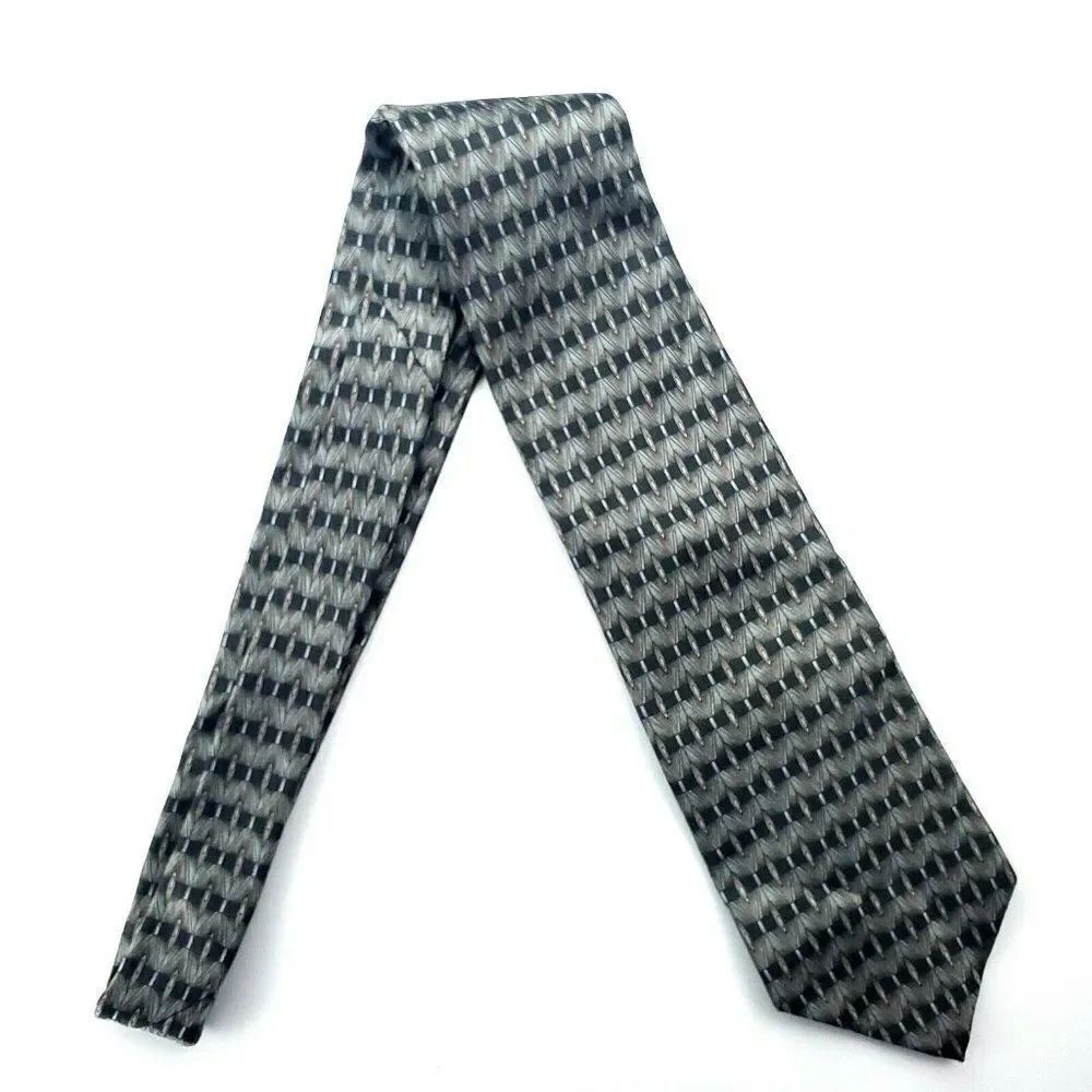 Savile Row Green Print Silk Tie Short‎